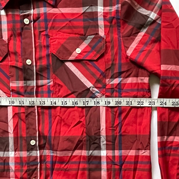 AKADEMIKS Mens Medium Shirt Red Blue Plaid Button Up Long Sleeves Relaxed Fit - Picture 6 of 8